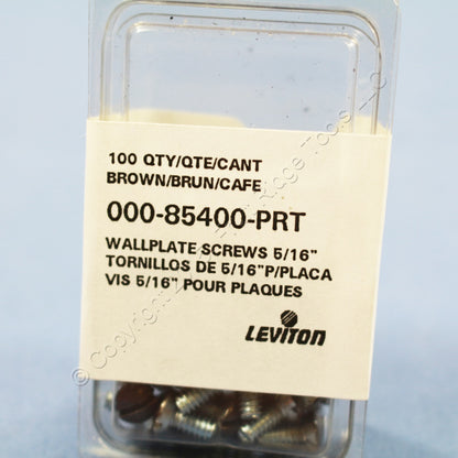 100 Leviton Brown 5/16" Decora Wallplate Cover Oval Screws 6-32 Thread 85400-PRT