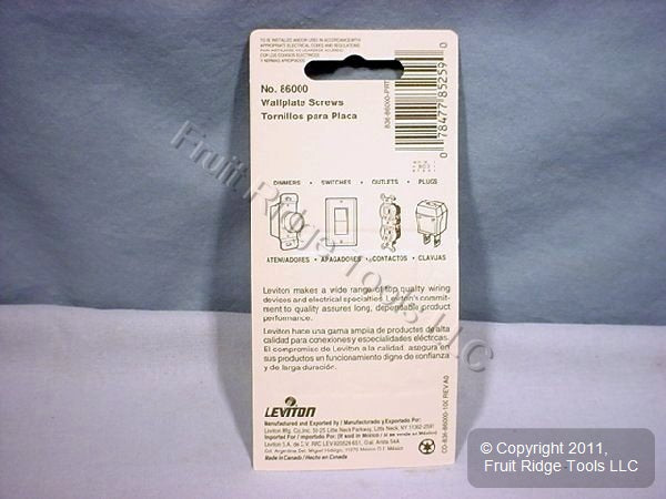 10 Leviton Ivory 1/2 Wallplate Cover Mounting Screws 6-32 Thread Oval Head 86000