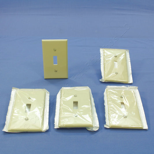 Leviton 86001 Ivory 1-Gang Toggle Switch Plastic Standard Wallplate Covers 5pcs