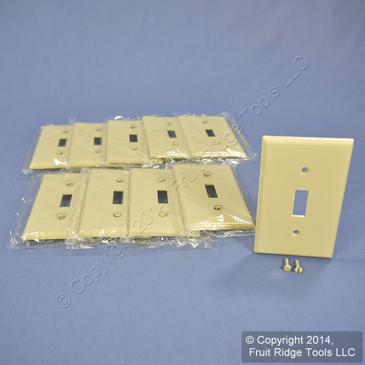 Leviton 86001 Ivory 1-Gang Toggle Switch Plastic Standard Wallplate Covers 10pcs