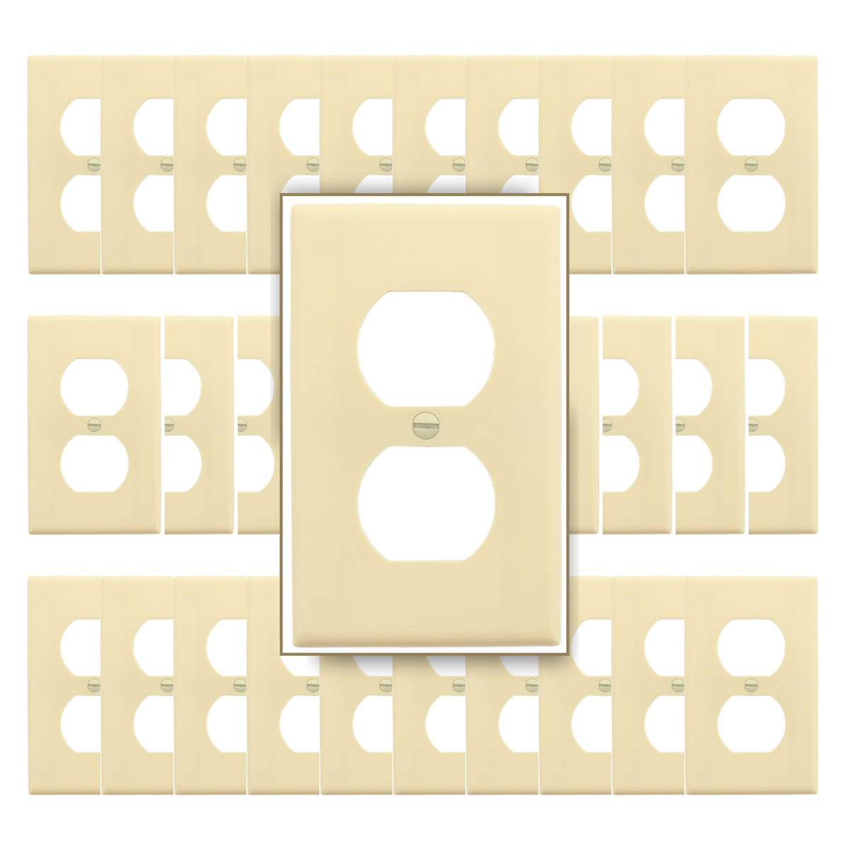 Leviton 86003 Ivory 1-Gang Duplex Outlet Plastic Standard Wallplate Covers 30pcs