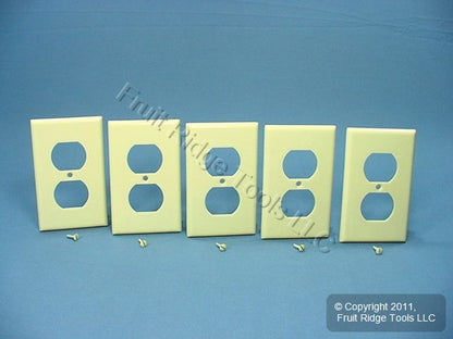 5 Leviton Ivory 1-Gang Duplex Outlet Receptacle Cover Plastic Wallplates 86003