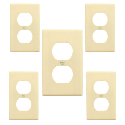 5 Leviton Ivory 1-Gang Duplex Outlet Receptacle Cover Plastic Wallplates 86003