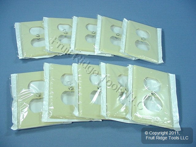 Leviton 86003 Ivory 1-Gang Duplex Outlet Plastic Standard Wallplate Covers 10pcs