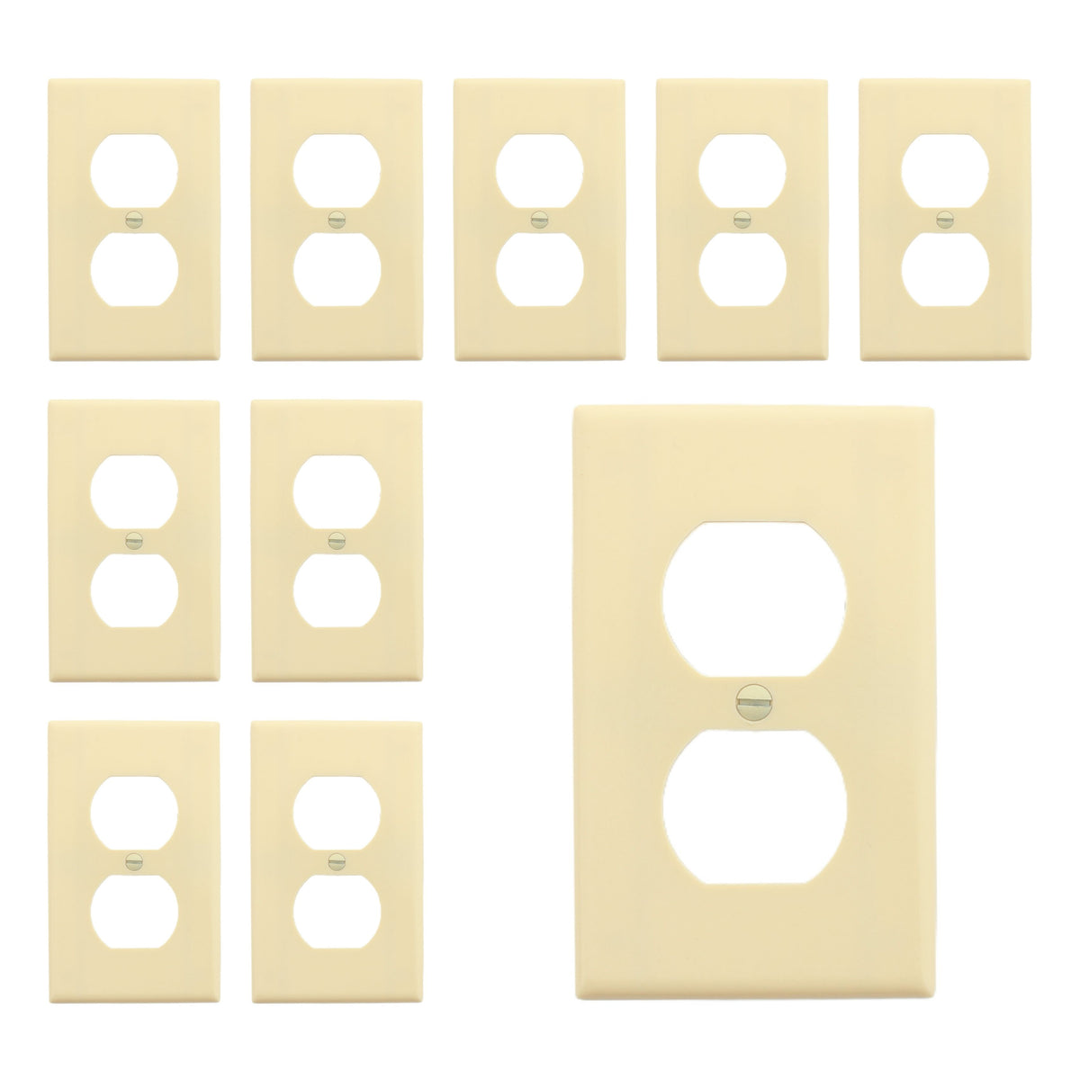 Leviton 86003 Ivory 1-Gang Duplex Outlet Plastic Standard Wallplate Covers 10pcs