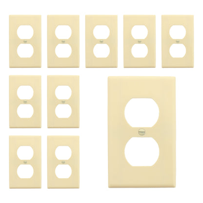 Leviton 86003 Ivory 1-Gang Duplex Outlet Plastic Standard Wallplate Covers 10pcs