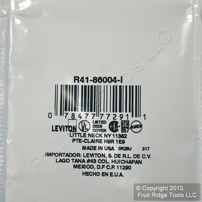 Leviton 86004 Ivory 1-Gang 1.406in. Outlet Plastic Standard Wallplate Cover 4pcs