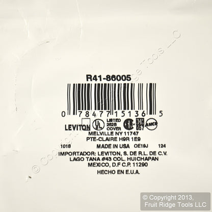 Leviton 86005 Ivory 2-Gang Toggle Duplex Plastic Standard Wallplate Cover 100pcs