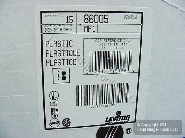 Leviton 86005 Ivory 2-Gang Toggle Duplex Plastic Standard Wallplate Cover 15pcs