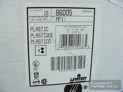 Leviton 86005 Ivory 2-Gang Toggle Duplex Plastic Standard Wallplate Cover 15pcs