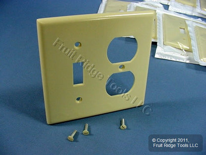 Leviton 86005 Ivory 2-Gang Toggle Duplex Plastic Standard Wallplate Cover 15pcs