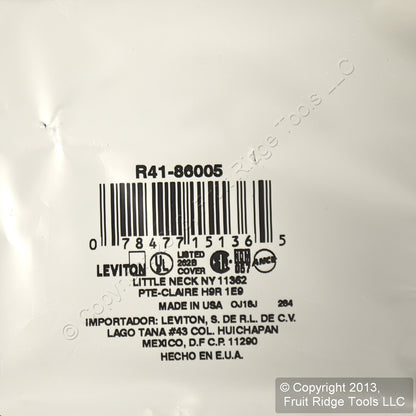 Leviton 86005 Ivory 2-Gang Toggle Duplex Plastic Standard Wallplate Cover 250pcs
