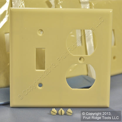 Leviton 86005 Ivory 2-Gang Toggle Duplex Plastic Standard Wallplate Cover 250pcs