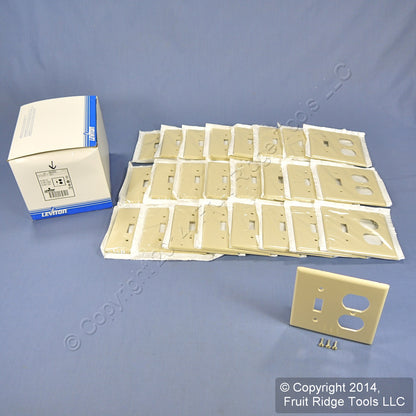 Leviton 86005 Ivory 2-Gang Toggle Duplex Plastic Standard Wallplate Cover 25pcs
