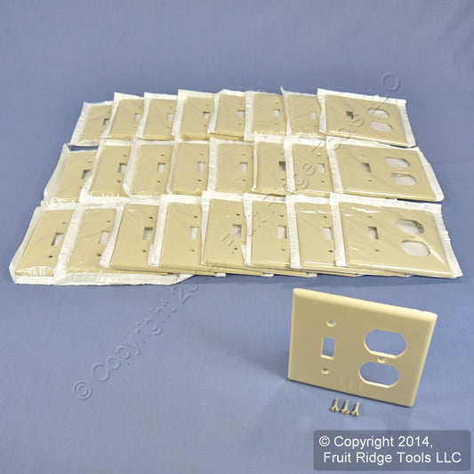 Leviton 86005 Ivory 2-Gang Toggle Duplex Plastic Standard Wallplate Cover 25pcs