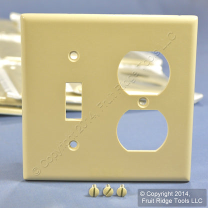 Leviton 86005 Ivory 2-Gang Toggle Duplex Plastic Standard Wallplate Cover 25pcs