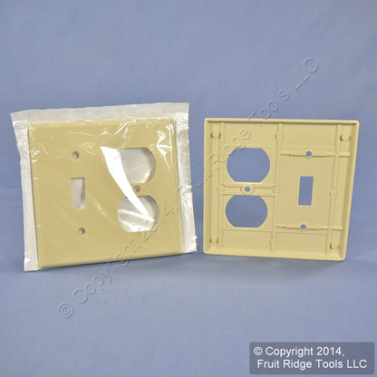 Leviton 86005 Ivory 2-Gang Toggle Duplex Plastic Standard Wallplate Cover 25pcs