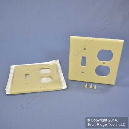 Leviton 86005 Ivory 2-Gang Toggle Duplex Plastic Standard Wallplate Cover 2-pack