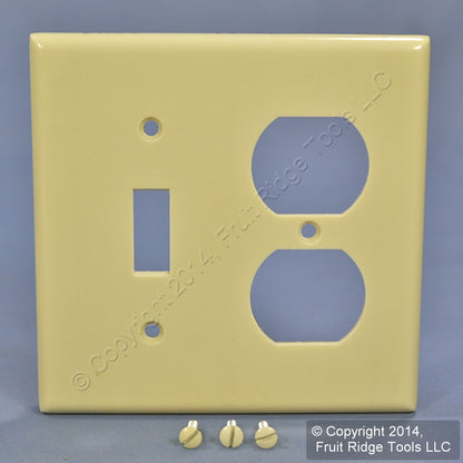 Leviton 86005 Ivory 2-Gang Toggle Duplex Plastic Standard Wallplate Cover 2-pack