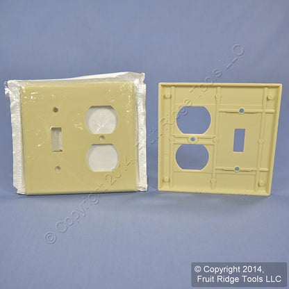 Leviton 86005 Ivory 2-Gang Toggle Duplex Plastic Standard Wallplate Cover 2-pack