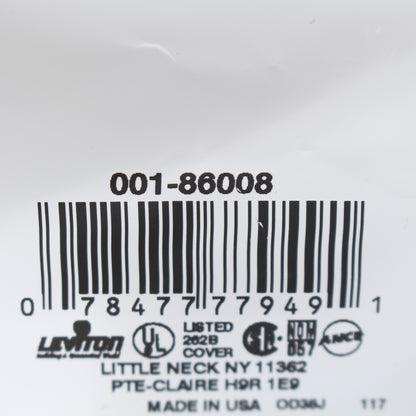 Leviton 86008 Ivory 2-Gang Receptacle Outlet Cover Blank Plastic Wall Plate