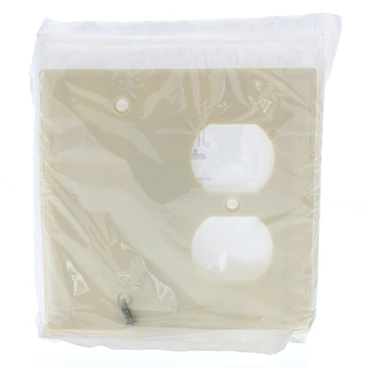 Leviton 86008 Ivory 2-Gang Receptacle Outlet Cover Blank Plastic Wall Plate