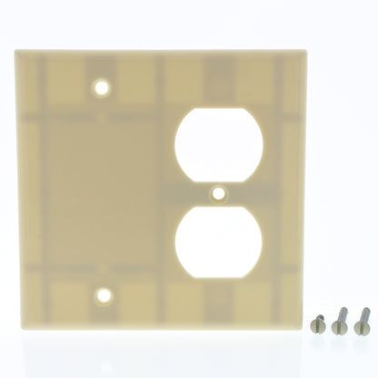 Leviton 86008 Ivory 2-Gang Receptacle Outlet Cover Blank Plastic Wall Plate