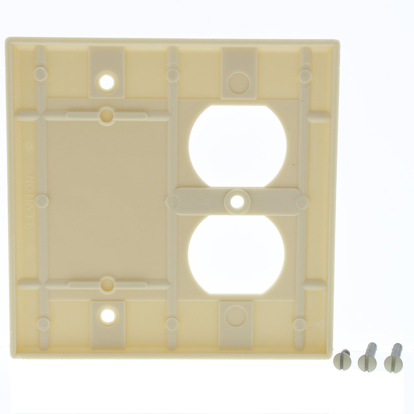 Leviton 86008 Ivory 2-Gang Receptacle Outlet Cover Blank Plastic Wall Plate