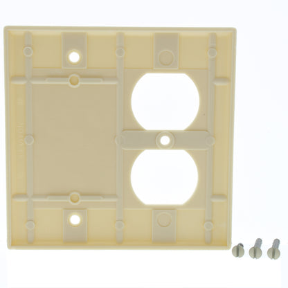 Leviton 86008 Ivory 2-Gang Receptacle Outlet Cover Blank Plastic Wall Plate