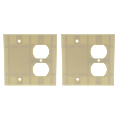 Leviton 86008 Ivory 2-Gang Blank Duplex Plastic Wallplate Cover Box Mount 2pcs