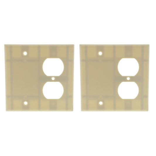 Leviton 86008 Ivory 2-Gang Blank Duplex Plastic Wallplate Cover Box Mount 2pcs