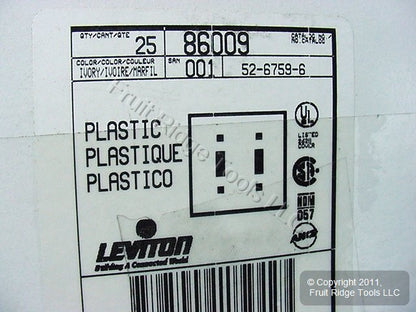 Leviton 86009 Ivory 2-Gang Plastic Toggle Switch Cover Wallplates 25-pack
