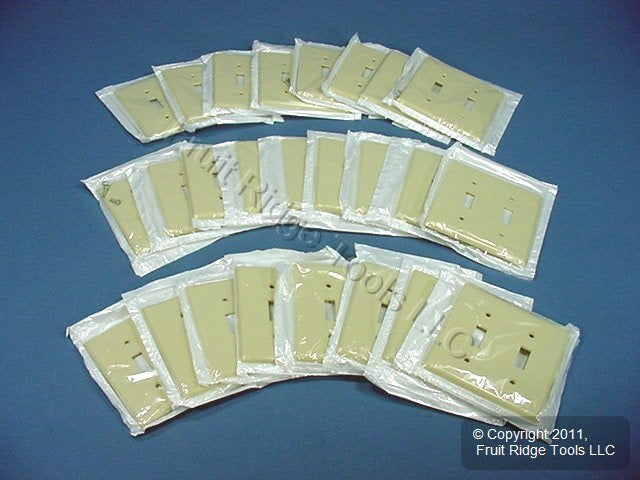 Leviton 86009 Ivory 2-Gang Plastic Toggle Switch Cover Wallplates 25-pack