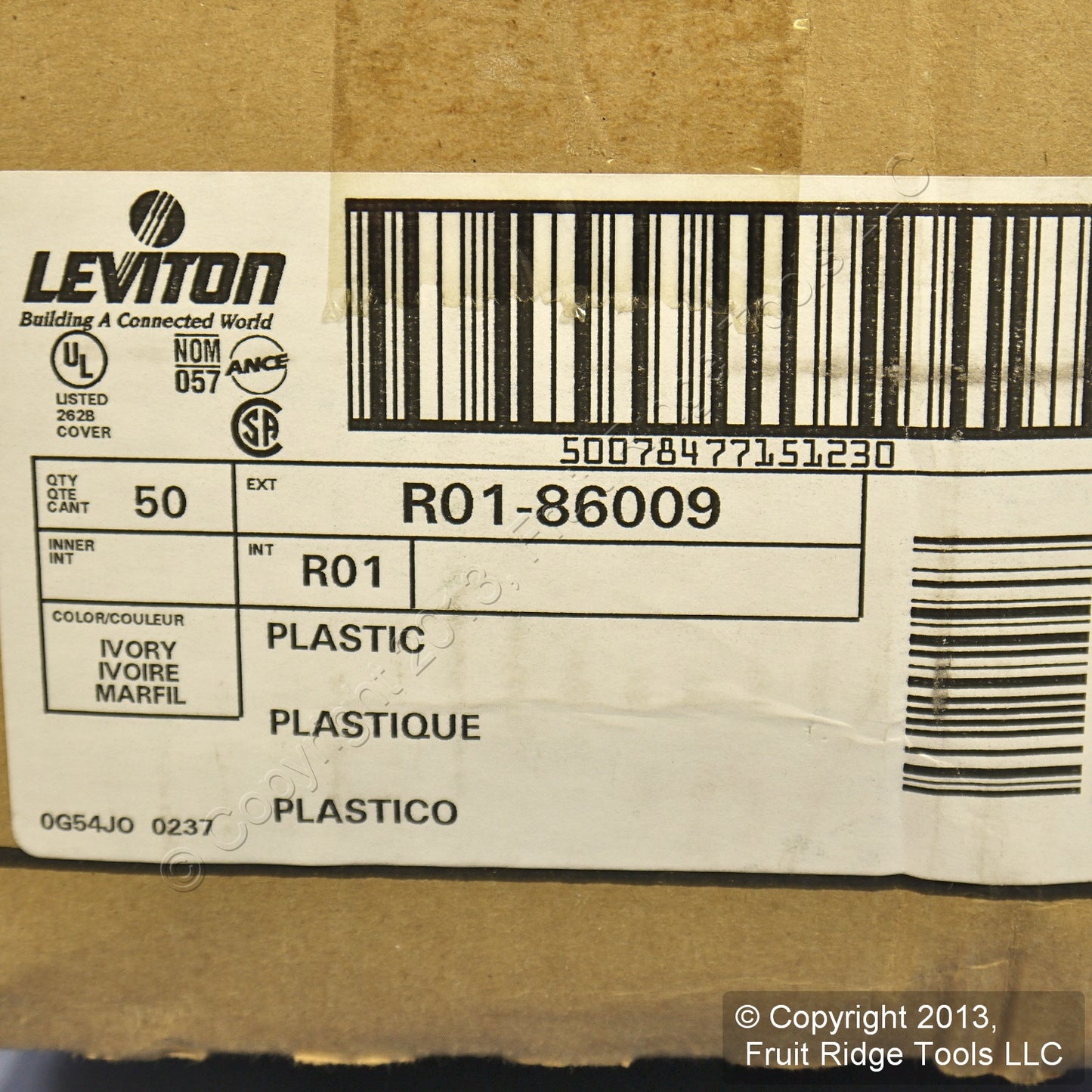 50 Leviton Ivory 2-Gang Toggle Switch Cover Wallplate Plastic Switchplates 86009