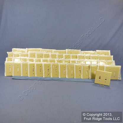 50 Leviton Ivory 2-Gang Toggle Switch Cover Wallplate Plastic Switchplates 86009