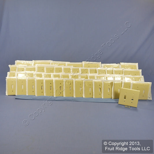 50 Leviton Ivory 2-Gang Toggle Switch Cover Wallplate Plastic Switchplates 86009