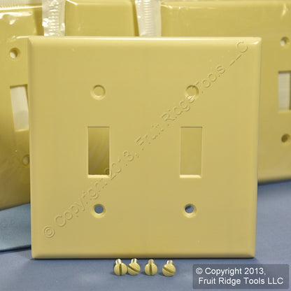 50 Leviton Ivory 2-Gang Toggle Switch Cover Wallplate Plastic Switchplates 86009