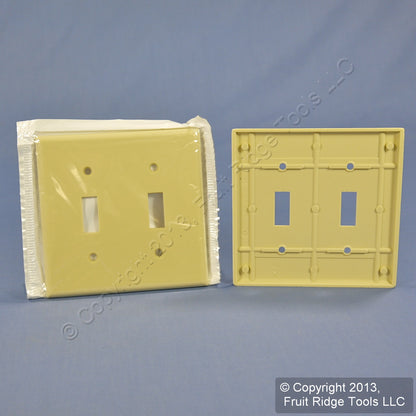 50 Leviton Ivory 2-Gang Toggle Switch Cover Wallplate Plastic Switchplates 86009