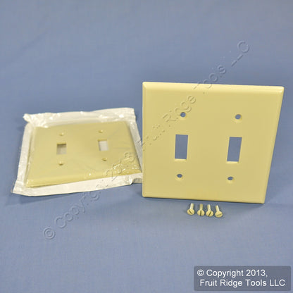 Leviton 86009 Ivory 2-Gang Toggle Switch Plastic Standard Wallplate Covers 2pcs