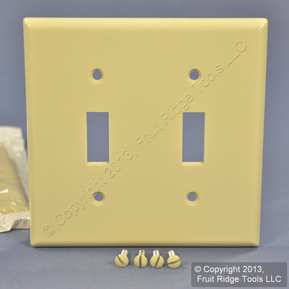 Leviton 86009 Ivory 2-Gang Toggle Switch Plastic Standard Wallplate Covers 2pcs