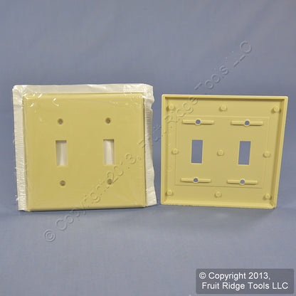 Leviton 86009 Ivory 2-Gang Toggle Switch Plastic Standard Wallplate Covers 2pcs