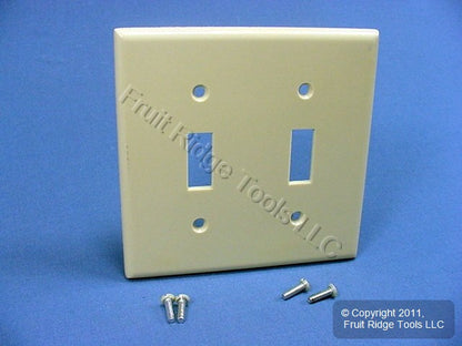 Leviton 86009 Ivory 2-Gang Toggle Switch Plastic Standard Wallplate Cover Plate