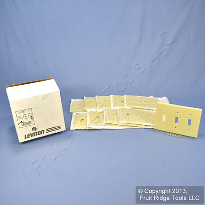 Leviton 86011 Ivory 3-Gang Toggle Switch Plastic Standard Wallplate Covers 10pcs
