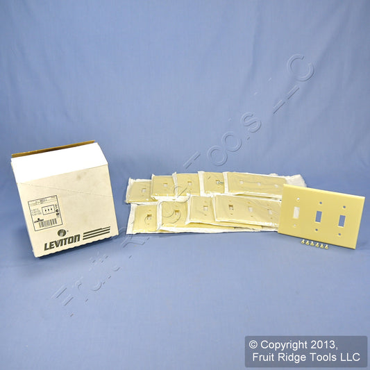 Leviton 86011 Ivory 3-Gang Toggle Switch Plastic Standard Wallplate Covers 10pcs