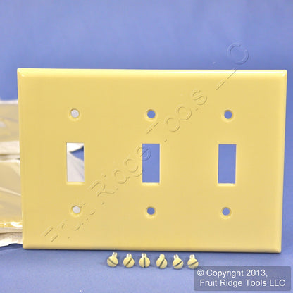 Leviton 86011 Ivory 3-Gang Toggle Switch Plastic Standard Wallplate Covers 10pcs