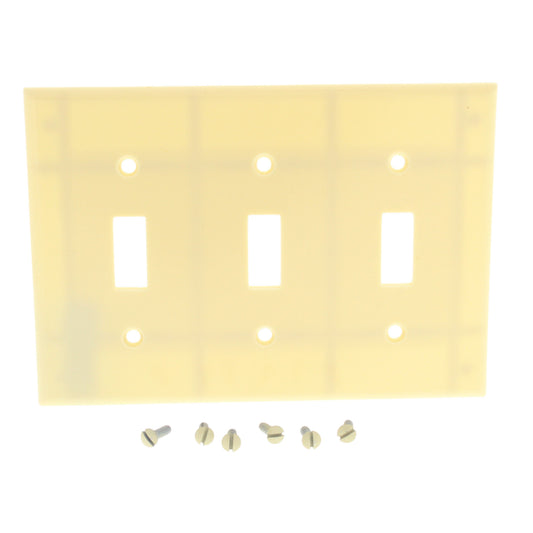 Leviton 86011 Ivory 3-Gang Toggle Switch Plastic Standard Wallplate Cover Plate