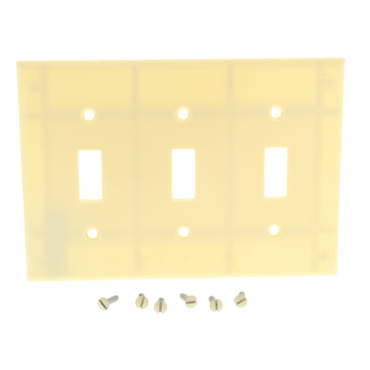 Leviton 86011 Ivory 3-Gang Toggle Switch Plastic Standard Wallplate Covers 2pcs