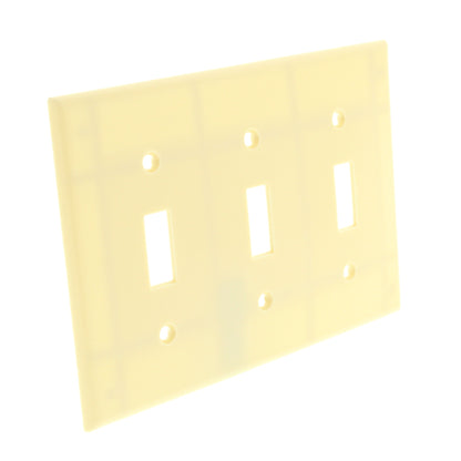 Leviton 86011 Ivory 3-Gang Toggle Switch Plastic Standard Wallplate Covers 2pcs