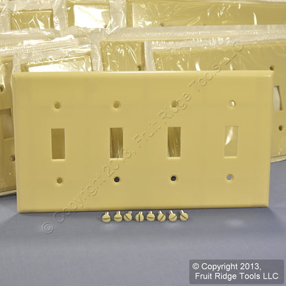 Leviton 86012 Ivory 4-Gang Toggle Light Switch Cover Thermoset Wallplates 100pcs