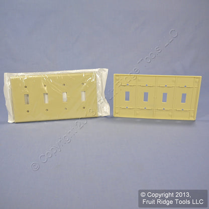 Leviton 86012 Ivory 4-Gang Toggle Light Switch Cover Thermoset Wallplates 100pcs